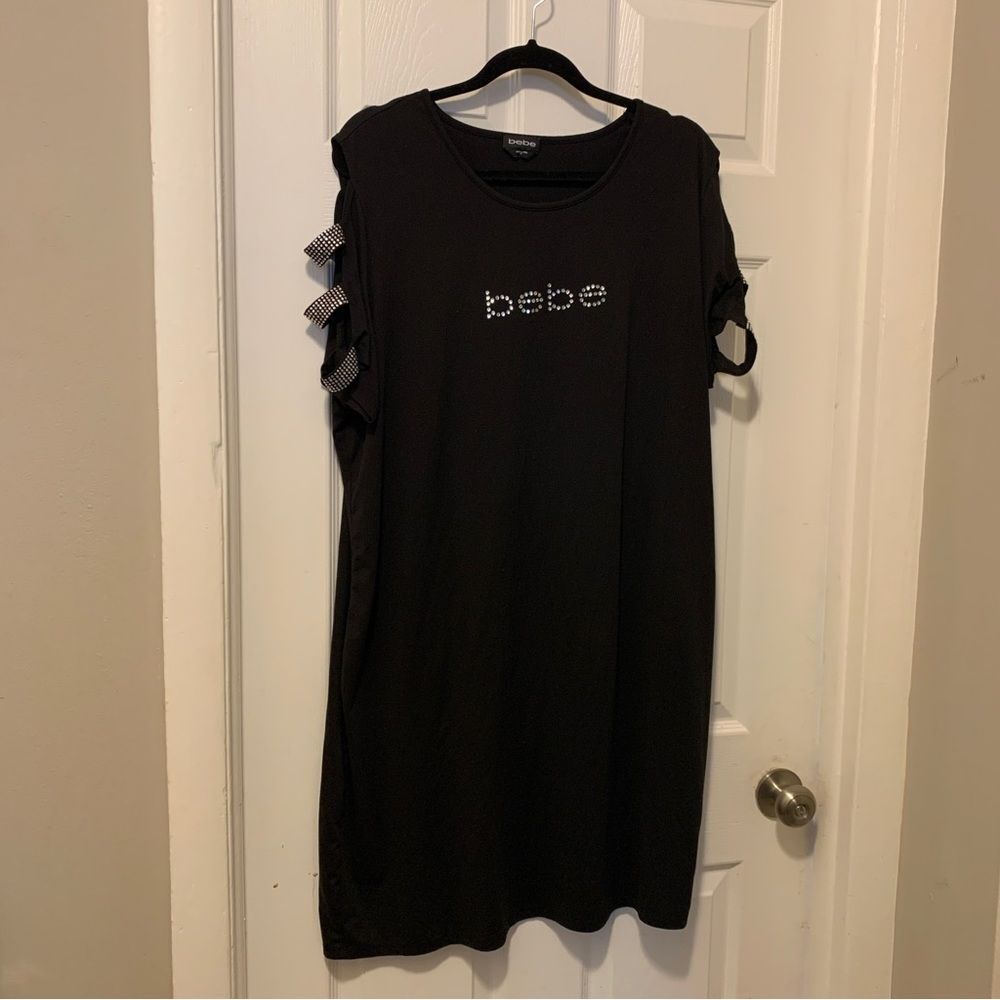 BeBe bling Tee Shirt dress With Bling Sleeve Detail